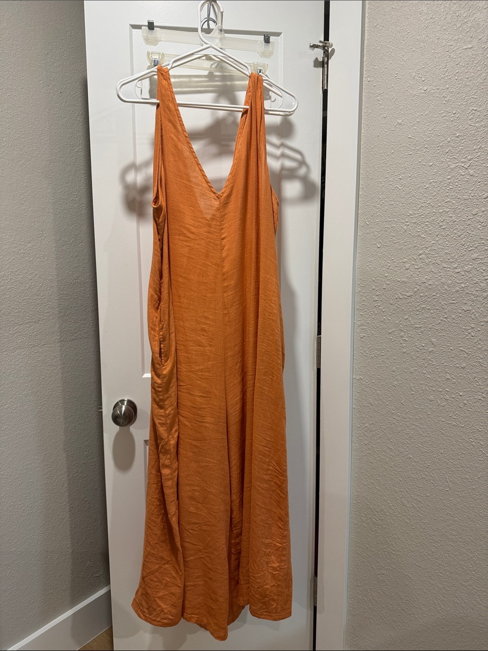 Sleeveless V-Neck Maxi romper/ pantsuit in Orange
